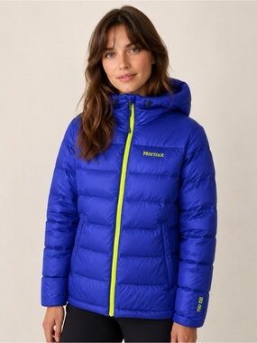 Marmot Guides Down Hoody Cobalt Blue Purple 700 Fill Puffer Jacket Small